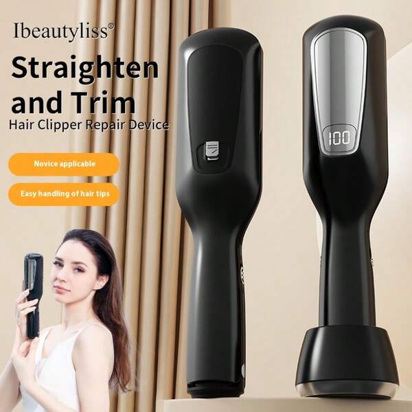 UKLISS (Morado/Rosa) Recortador automático de puntas abiertas, removedor de puntas abiertas con pantalla LCD, para cabello dañado y quebradizo, herramienta de acicalado para hombres y mujeres, herramienta de corte de puntas de cabello portátil con carga USB, recortadora de cabello eléctrica automática, con soporte