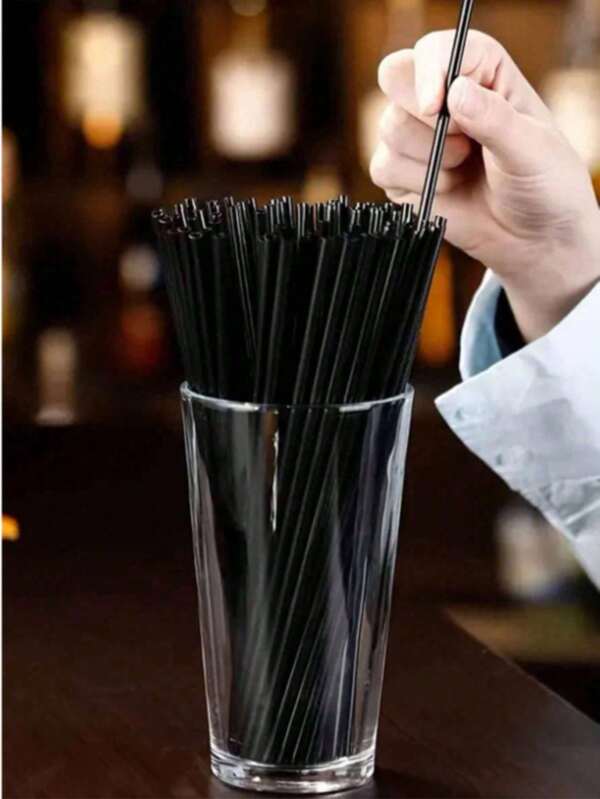 10/30/50/100/200/300/500pcs 0.3*13cm Black Short Drinking Straws, Suitable For Selling Fruit Juices, Coffee And Other Beverages In Bars