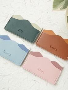 Takeoak 1pc Customized Name Card Holder, Personalized Letter Combination Credit Card Wallet, Minimalist Thin Card Case Inspired By Natural Mountains And Seasons, Faux Leather Material, Ultra-Thin Front Pocket Wallet, Can Store ID Cards, Cute And Fun Slim Card Organizer - Multicolor - View 11