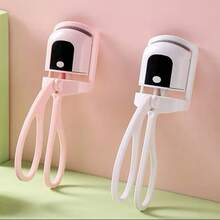 OBOVAY USB充电式电动睫毛夹 - 快速加热，家用电动睫毛夹，硅胶材质，电加热，防烫设计，持久卷翘，数字显示，白色，可充电加热睫毛夹，便携式化妆工具