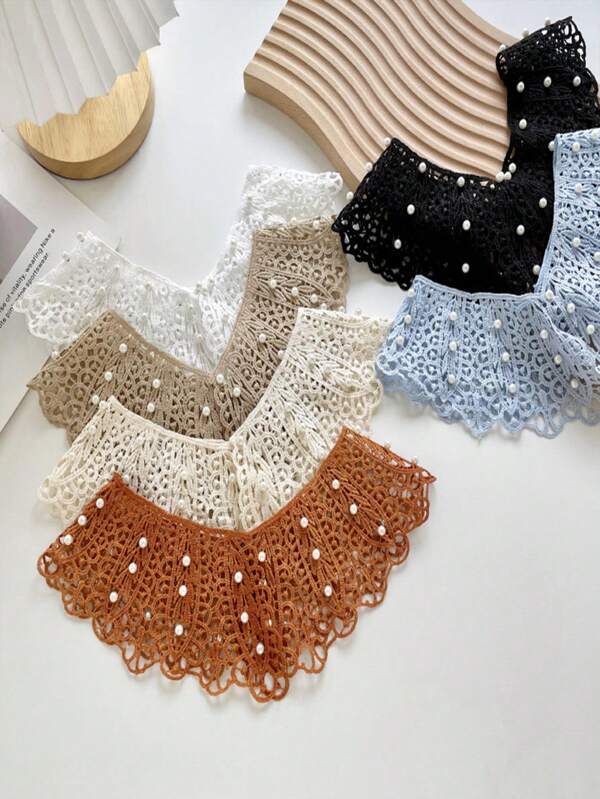 Lightweight Lace & Pearl Detachable False Collar, Versatile Summer Accessory