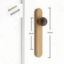 北欧胡桃木橱柜把手简约圆形抽屉拉手优质实木旋钮适用于衣柜厨柜 - 彩色 - 查看 10