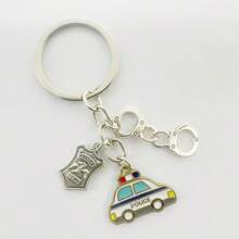 New Fashionable Droplet Shaped Police Car Key! Police Art Metal Keychain, Friends Gift Collection Accessories Car Accessories Bag Charm Backpack For School