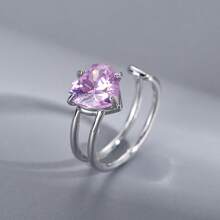 1 Stück asymmetrisch designter Zirkonia Offener Ring für Damen, exquisit einfacher minimalistischer Fingerring