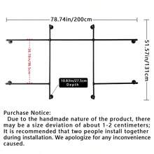 1pc Industrial Pipe Clothing Rack, Hanging Garment Rack, Wall Mounted Pipe Clothes Rack With 3-5 Hanging Rods, Heavy Duty Garment Rack, Industrial Steampunk Closet Organizer Hall Tree,Metal Garment Bar, Multi-Purpose Hanging Rod For Closet Storage, Household Storage Organization For Bedroom, Bathroom, Wardrobe, Wall Decor, Home Decor(Metal Pipes-Black)