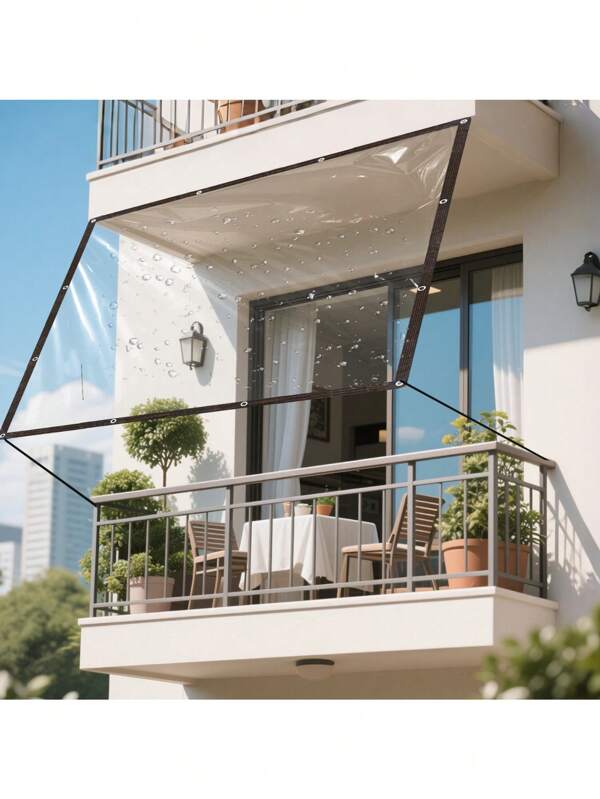 Transparent Waterproof Cover,Winter Plant Covering, Greenhouse Film, Transparent Waterproof Rainproof Cloth With Sealing Ring For Gardens, Balconies, Flower Stands, Dog Houses,Patio, Porch Sunshade And Outdoor Camping Rain Cover