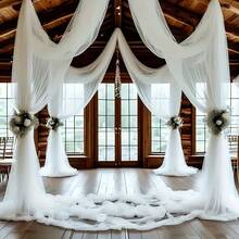 314.96 英寸白色婚礼拱门窗帘 - 雪纺面料窗帘，用于婚礼仪式和招待会装饰 - 透明面料，用于婚礼装饰 - 婚礼用品 - 订婚 - 情人节礼物 - 白色 - 查看 16