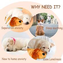 Dog Anxiety Relief Calming Aid Puppy Heartbeat Stuffed Animal Behavioral Training Sleep Aid Comfort Soother Plush Toy For Puppies Dogs Cats - 棕色 - 查看 4