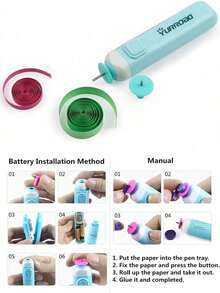 Quilling Kit With 1860 Paper Strips 39cm/54cm And Quilling Tools Like Quilling Pen Slotted Tool Paper Rolling Electric Pen Template Board Quilling DIY Tool Grid Guide Paper Design Drawings Scissors - Color - View 5