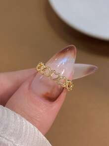 1PC S925 Sterling Silver Delicate And Cute Hollow Arrangement Toe Ring Adjustable Toe Ring For Summer Seaside Wear - Hollow Arrangement Toe Ring - View 6