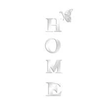 1 Set Of 5pcs 3D Mirror Wall Stickers With Slogan Home Decor Wall Decals, Butterfly Stickers, "HOME" Letters, Self-Adhesive Acrylic Mirror Stickers For Wall/Corridor/Bedroom/Entrance/Doorway Decor, Home Party Decorations