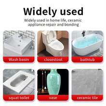 1pc Ceramic Repair Agent - Ultra-Strong Waterproof Bonding, Effective Hand Wash Basin Crack Repair, Powerful Cracking Glue For Bathtub, Toilet, Sink Restoration And Renovation - White - View 6