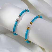 1pc Fashion Minimalist Versatile Stainless Steel & Natural Stone Bracelet, Multi-Color Options Suitable For Women Daily Wear