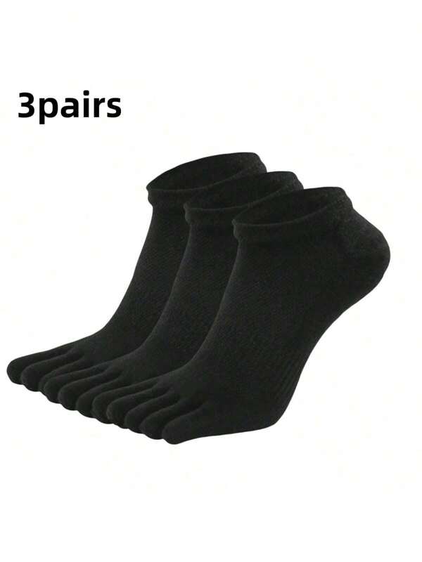 3pairs Men's Short Toe Socks For Athletic Activities