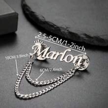 1pc Customized Elegant Crown Name Brooch Pin, Personalized Minimalist Stainless Steel Chain Lapel Pin Brooch For Men As Gifts For Boyfriend, Husband, Son, Father And Unisex Fashionable Jewelry