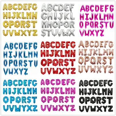 16 英寸字母铝箔气球 A-Z、银色、红色、蓝色、粉色、玫瑰金、年龄数字、姓名英文字母聚酯薄膜气球适用于成人、婚礼、生日派对、周年纪念、装饰、照片道具