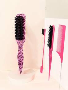 4件套男士油发胡须刷，长柄胡须清洁刷，油梳和发刷，纯色，直发梳，男士胡须造型梳，豹纹梳，豹纹发刷，用于塑造和雕刻面部毛发，刷子，解结梳，球形梳，迷你发刷套装，木梳，发刷，美发工具，发型，美发，发刷，发刷套装，梳子，卷发梳，解结梳，女士发刷，理发师配件，理发店，美发工具 - 彩色 - 查看 7