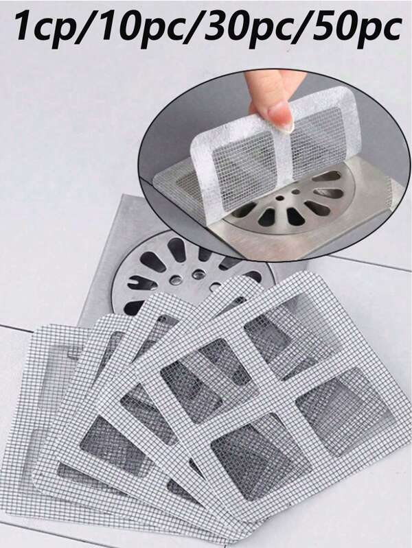 50pcs Shower And Bathtub Hair Catcher - Easy To Use, Drainage Filter Stickers, One-Time Drain Covers, Suitable For Shower, Sink And Laundry, Easy To Stick, Hair Stopper Drain Covers, One-Time Drain Filters, Bathroom Hair Collector Stoppers, Drain Covers, Kitchen Sink Strainers, One-Time Shower Drain Hair Catchers, Drain Filter Stickers, Bathroom Bathtub Hair Stoppers, Bathroom Accessories Home Bathroom Decor