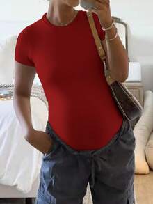 孕妇连体衣纯色圆领简约百搭修身款