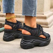 2025 Neue Sommer Mode Sport Keilsandalen für Frauen, Dicke Sohlen High Heels, Stylisch & Verschlankend - Schwarz - Übersicht 5