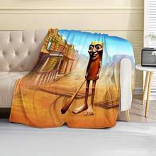 1PC Parody "Tungtungtung Sahur" Printed Flannel Wool Blanket, Machine Washable, Soft And Smooth, Digitally Printed, Knitted Fabric, 100% Polyester Fiber, Suitable For Napping, Camping, Sofas, Beds, Travel, Ideal Gift For Friends And Brothers - Multicolor - View 4