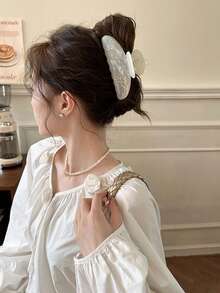 3 件/1 件女式大号 10.5 厘米/4.13 英寸混合颜色白色粉色蓝色轻质塑料发夹，时尚百搭高端优雅简约配饰，适合日常佩戴、休闲派对通勤海滩度假、发型造型洗发化妆发爪发夹发夹发夹发夹发夹秋冬女士发饰