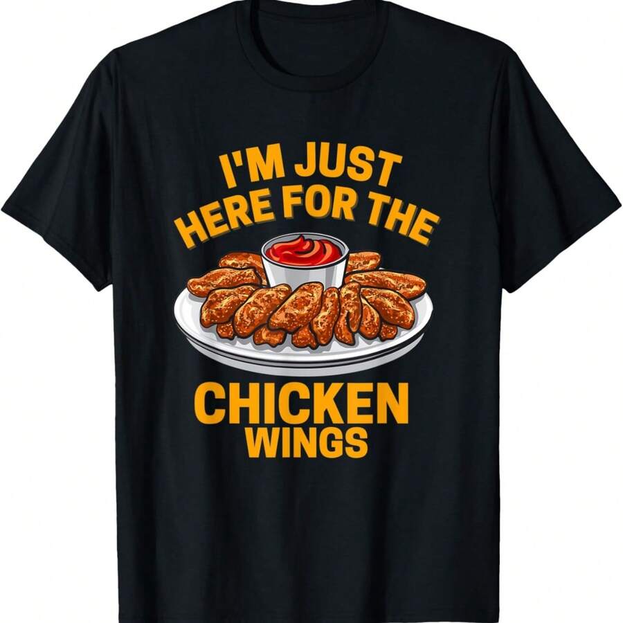 Estoy aquí solo por la camiseta de alitas de pollo - Negro - Ver 1