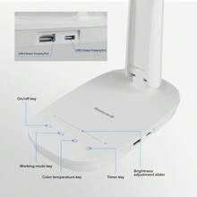 Lámpara de escritorio LED Honeywell Sunturalux™ Luz de escritorio regulable con puerto de carga USB A+C - Blanco - Ver 4