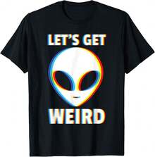 Let'S Get Weird Alien Head Glitch Extraterrestrial T-Shirt Gift For Dad Funny Gift For Coworkers Wedding Gift For Groomsman,Black T-Shirt, 100% Cotton, Men's T-Shirt,,Funny Graphic T Shirts,S-XXXL,Vintage Shirt - Black - View 1