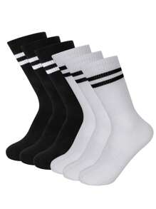 1/5/6/10 Paar einfarbige schwarz-weiße unisex Outdoor Radfahren elastische Socken mit mittlerer Wade für Sport