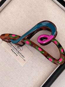 2 件亮面香蕉形马尾发夹，女士发饰，香蕉夹爪夹发夹发夹，学校用品