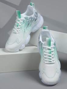 Zapatos deportivos para hombre, tenis casuales, con cordones, suela blanda y plana, cómodos, zapatos deportivos ligeros de baja altura para uso diario - Verde - Ver 2