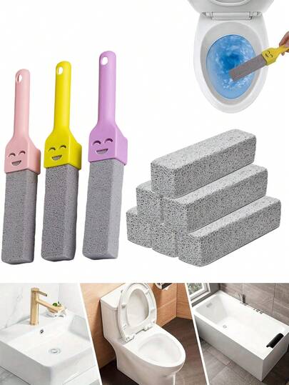 Set de 4 piedras pómez con mango reemplazable, limpiador de inodoro, removedor de anillos de agua dura para baño/piscina/cocina/limpieza del hogar