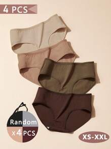 4 Peças Calcinhas de Algodão Femininas, Calcinha Respirável sem Costura Macia, Cores Variadas, Calcinhas Básicas para Plus Size