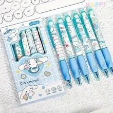1pc, 6 Packs Sanrio Hello Kitty Neutral Pen, Molded, Quick Drying, Erasable, Blue Ink, Lightweight Plastic, Suitable For Schools And Offices - Multicolor - View 11