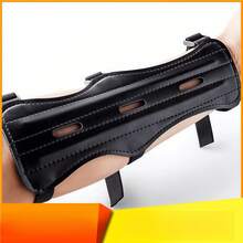 Three Hole Black PU Material Arm Guard, Traditional Recurve Bow Shooting And Archery Supplies, Bow And Arrow Protection Equipment