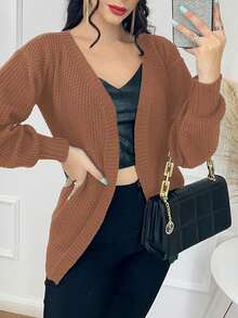 Plain Kimono With Fang Sleeves - Màu Khaki - Xem 1