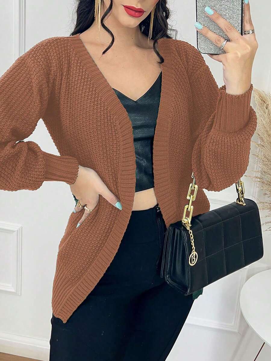 Plain Kimono With Fang Sleeves - Màu Khaki - Xem 1