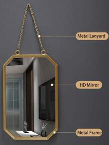 1PC Wall Mounted Mirror Gold Geometric Mirror With Chain Decorative Vanity Mirror Porch Decoration Mirror Bathroom Wall Mirror Vanity Mirror Suitable For Bathroom Bedroom Living Room Arch