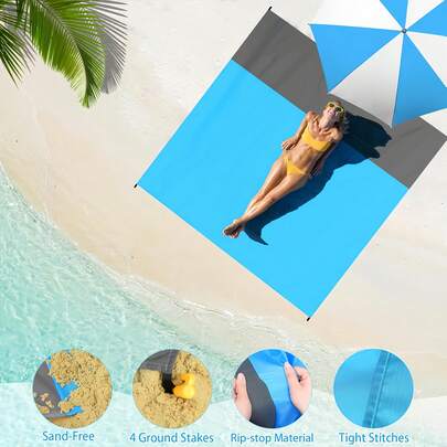 Oversized Waterproof Beach Blanket, Folding Waterproof Pocket Beach Mat Portable Lightweight Picnic Sand Beach Mat, Outdoor Picnic Mat, Waterproof Sandproof Beach Blanket, Sandproof, Portable Outdoor Blanket Ideal For Picnics, Travel, Camping And Hiking, Enjoy The Beach Without The Mess, Picnic Blanket