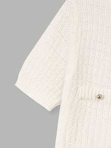 Áo khoác cardigan dệt kim tay ngắn cổ tròn cài kim loại màu trơn mới cho mùa Xuân/Hè của FOR BEAUTY, phong cách tối giản thanh lịch, thường ngày, đường phố, áo len trắng nhẹ, áo cardigan tay ngắn thời trang phù hợp cho đi làm, hẹn hò, kỳ nghỉ và thư giãn. - Màu be - Xem 11