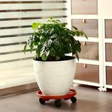 Équipement de roulement multifonctionnel lourd avec poulie amovible et plateau en résine rouge brique - Convient pour les jardinières mobiles de jardin et d'intérieur