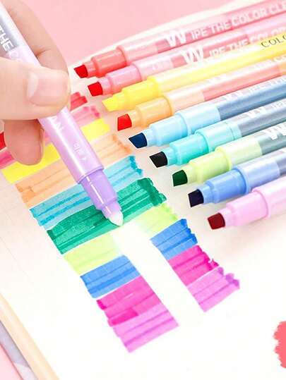 10 支/套沙特阿拉伯风格双头荧光笔套装，学校用品，返校