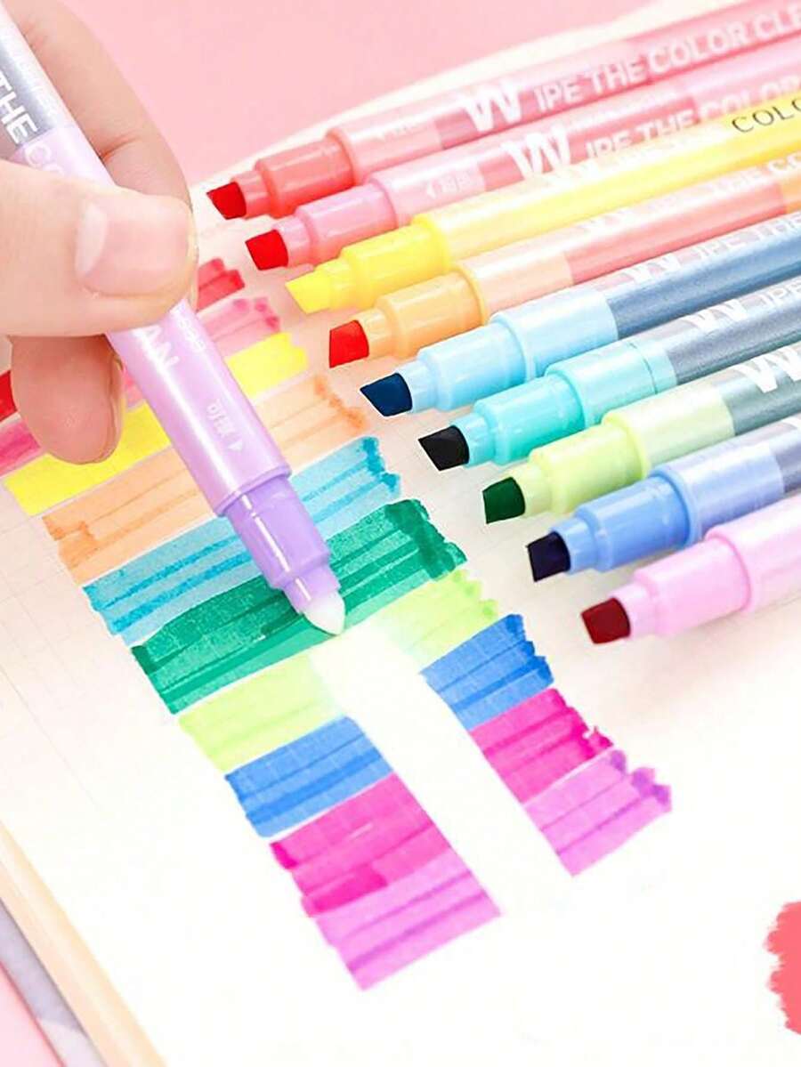 10 支/套沙特阿拉伯风格双头荧光笔套装，学校用品，返校 - 彩色 - 查看 1