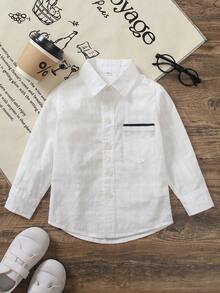 1 件男童白色刺绣纽扣休闲衬衫，儿童长袖薄款正装衬衫，适合生日派对、晚会、洗礼和婴儿洗礼，春秋季 - 白色 - 查看 1