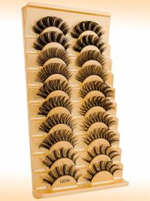 10pcs Assorted False Eyelashes, 3D Mink Hair Handmade Dramatic Fluffy Extension Lashes, Suitable For Women Daily, Party, Festival Wear