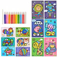 10pcs Glitter Painting Set, DIY Handmade Colorful Sand Art Craft Kit, Sparkly Sand Painting For Men & Women, Cute Cartoon Small Gift