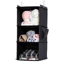 1 pieza Bolsa colgante de tela no tejida, organizador de armario para ropa interior, lavable, bolsa de almacenamiento colgante multifuncional, organizador de armario a prueba de humedad con bolsa de múltiples capas para accesorios y artículos escolares