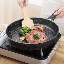 1pc Multi-Functional Maifan Stone Non-Stick Frying Pan For Steak, Flat Pan, Lightweight Oil-Saving Pancake Pan, Universal For Stovetops, Packaging Box Set With Handle - Black - View 10