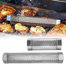 Tubo de Ahumador de Pellets, Generador de Humo de Pellets de Madera de Acero Inoxidable para Ahumado Caliente o Frío, Compatible con Ahumadores de Parrilla BBQ - Plateado - Ver 2